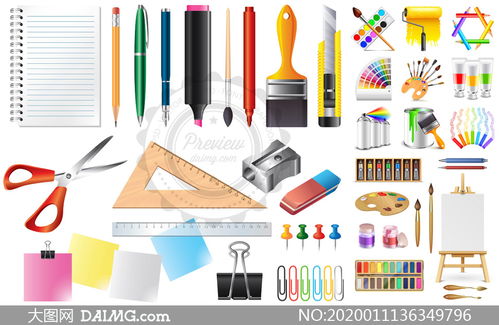 文具用品 調色板與鉛筆的創意世界