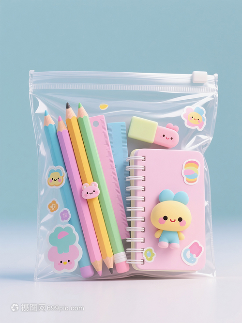 透明筆袋里的秘密花園 文具與貼紙的童趣交響